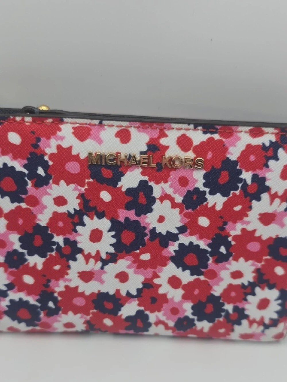 Michael Kors Floral Zip Wallet in Red, Pink, Navy & White